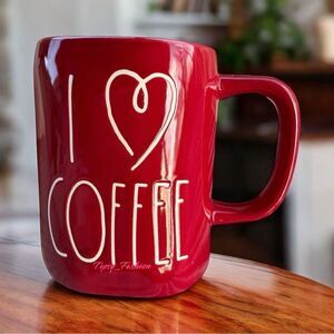 Rae Dunn I LOVE COFFEE Heart Red Coffee Cup Mug NEW